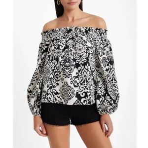 Express Black & White Shoulder Less Top Long Sleeve Top Size Small